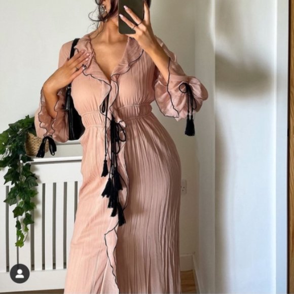 BLOGGER'S FAVE! Zara Ruffled Dress With Bows Sz S, M NWT - Picture 5 of 16